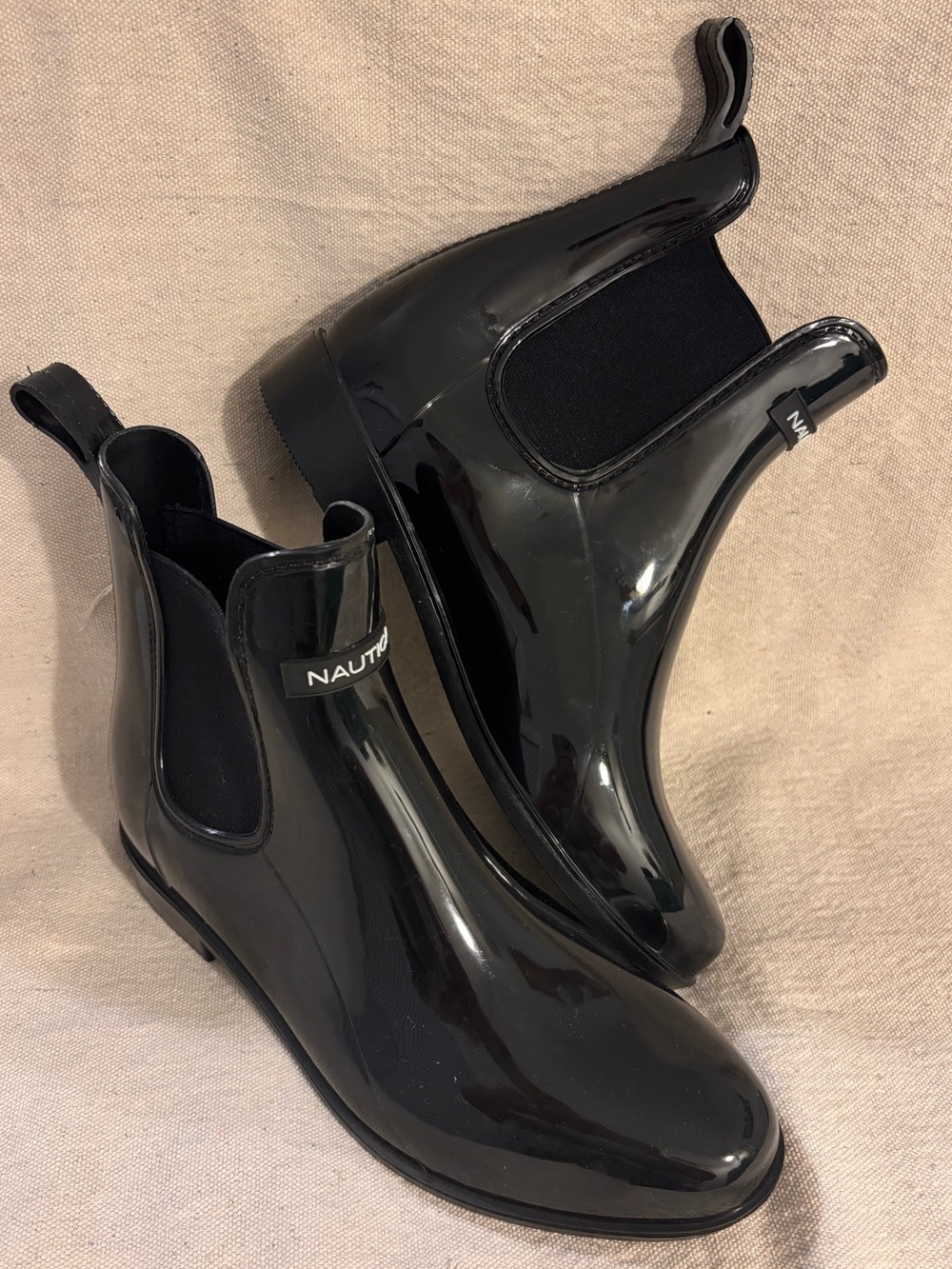 Nautica black ankle rain boots